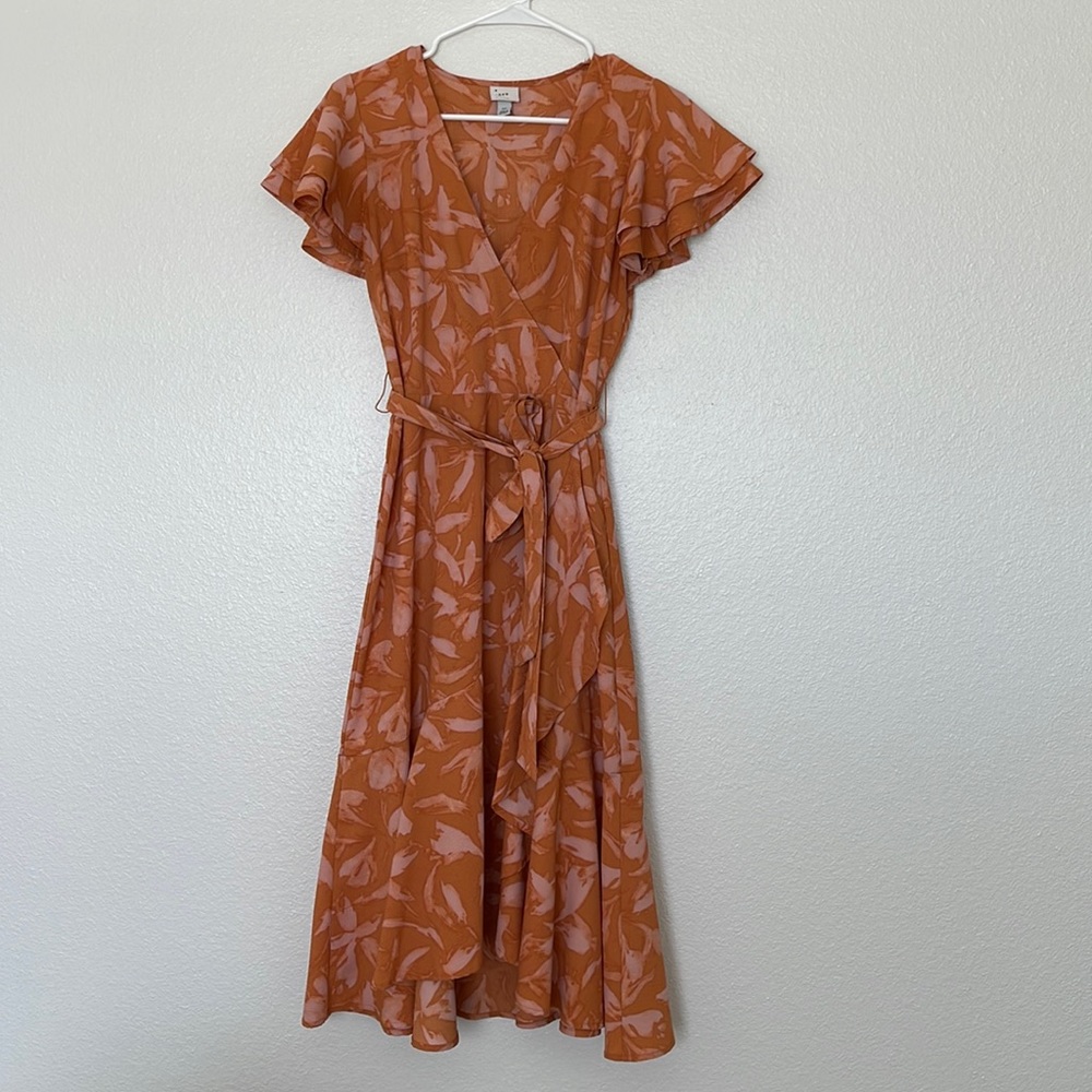 A NEW DAY midi flutter sleeve dress